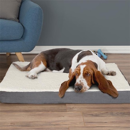 Petmaker 80-PET5090G Orthopedic Sherpa Top Pet Bed With Memory Foam & Removeable Cover - Gray